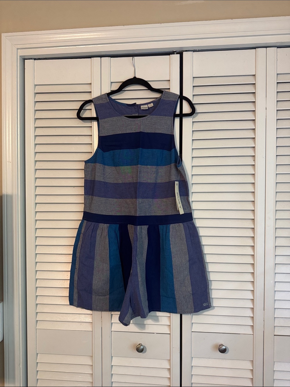 Roxy Striped Blue and Navy Sleeveless Romper